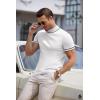 imageCOOFANDY Mens Mock Turtleneck Sweater Short Sleeve Casual Dress Sweater Slim Fit Pullover Basic Knit TeeStriped White