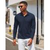 imageCOOFANDY Mens Polo Shirt Long Sleeve Moisture Wicking Golf Shirts Sun Protection Collared Work Shirts3 Pack Black  Dark Grey  Navy Blue