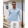 imageCOOFANDY Mens Polo Shirt Long Sleeve Moisture Wicking Golf Shirts Sun Protection Collared Work Shirts3 Pack Light Blue  White  Light Grey