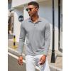 imageCOOFANDY Mens Polo Shirt Long Sleeve Moisture Wicking Golf Shirts Sun Protection Collared Work Shirts3 Pack Light Blue  White  Light Grey