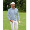imageCOOFANDY Mens Polo Shirt Long Sleeve Moisture Wicking Golf Shirts Sun Protection Collared Work Shirts3 Pack Light Blue  White  Light Grey