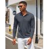 imageCOOFANDY Mens Polo Shirt Long Sleeve Moisture Wicking Golf Shirts Sun Protection Collared Work ShirtsDark Grey