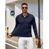 imageCOOFANDY Mens Polo Shirt Long Sleeve Moisture Wicking Golf Shirts Sun Protection Collared Work ShirtsNavy Blue
