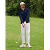 imageCOOFANDY Mens Polo Shirt Long Sleeve Moisture Wicking Golf Shirts Sun Protection Collared Work ShirtsNavy Blue