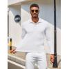 imageCOOFANDY Mens Polo Shirt Long Sleeve Moisture Wicking Golf Shirts Sun Protection Collared Work ShirtsWhite