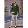 imageCOOFANDY Mens Quarter Zip Up Pullover Mock Neck Long Sleeve Sweater Casual Corduroy Polo SweatshirtArmy Green