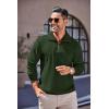 imageCOOFANDY Mens Quarter Zip Up Pullover Mock Neck Long Sleeve Sweater Casual Corduroy Polo SweatshirtArmy Green
