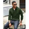 imageCOOFANDY Mens Quarter Zip Up Pullover Mock Neck Long Sleeve Sweater Casual Corduroy Polo SweatshirtArmy Green