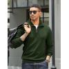 imageCOOFANDY Mens Quarter Zip Up Pullover Mock Neck Long Sleeve Sweater Casual Corduroy Polo SweatshirtArmy Green