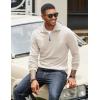 imageCOOFANDY Mens Quarter Zip Up Pullover Mock Neck Long Sleeve Sweater Casual Corduroy Polo SweatshirtBeige