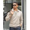 imageCOOFANDY Mens Quarter Zip Up Pullover Mock Neck Long Sleeve Sweater Casual Corduroy Polo SweatshirtBeige