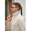 imageCOOFANDY Mens Quarter Zip Up Pullover Mock Neck Long Sleeve Sweater Casual Corduroy Polo SweatshirtBeige