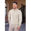 imageCOOFANDY Mens Quarter Zip Up Pullover Mock Neck Long Sleeve Sweater Casual Corduroy Polo SweatshirtBeige