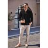 imageCOOFANDY Mens Quarter Zip Up Pullover Mock Neck Long Sleeve Sweater Casual Corduroy Polo SweatshirtBlack