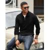 imageCOOFANDY Mens Quarter Zip Up Pullover Mock Neck Long Sleeve Sweater Casual Corduroy Polo SweatshirtBlack