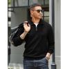 imageCOOFANDY Mens Quarter Zip Up Pullover Mock Neck Long Sleeve Sweater Casual Corduroy Polo SweatshirtBlack