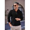 imageCOOFANDY Mens Quarter Zip Up Pullover Mock Neck Long Sleeve Sweater Casual Corduroy Polo SweatshirtBlack
