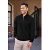 imageCOOFANDY Mens Quarter Zip Up Pullover Mock Neck Long Sleeve Sweater Casual Corduroy Polo SweatshirtBlack