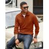 imageCOOFANDY Mens Quarter Zip Up Pullover Mock Neck Long Sleeve Sweater Casual Corduroy Polo SweatshirtCaramel Brown