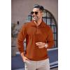 imageCOOFANDY Mens Quarter Zip Up Pullover Mock Neck Long Sleeve Sweater Casual Corduroy Polo SweatshirtCaramel Brown