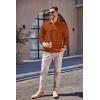 imageCOOFANDY Mens Quarter Zip Up Pullover Mock Neck Long Sleeve Sweater Casual Corduroy Polo SweatshirtCaramel Brown
