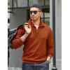 imageCOOFANDY Mens Quarter Zip Up Pullover Mock Neck Long Sleeve Sweater Casual Corduroy Polo SweatshirtCaramel Brown