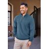 imageCOOFANDY Mens Quarter Zip Up Pullover Mock Neck Long Sleeve Sweater Casual Corduroy Polo SweatshirtDark Blue
