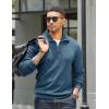 imageCOOFANDY Mens Quarter Zip Up Pullover Mock Neck Long Sleeve Sweater Casual Corduroy Polo SweatshirtDark Blue