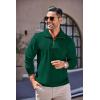 imageCOOFANDY Mens Quarter Zip Up Pullover Mock Neck Long Sleeve Sweater Casual Corduroy Polo SweatshirtDark Green