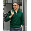 imageCOOFANDY Mens Quarter Zip Up Pullover Mock Neck Long Sleeve Sweater Casual Corduroy Polo SweatshirtDark Green