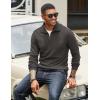 imageCOOFANDY Mens Quarter Zip Up Pullover Mock Neck Long Sleeve Sweater Casual Corduroy Polo SweatshirtDark Grey