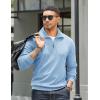 imageCOOFANDY Mens Quarter Zip Up Pullover Mock Neck Long Sleeve Sweater Casual Corduroy Polo SweatshirtDenim Blue