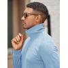 imageCOOFANDY Mens Quarter Zip Up Pullover Mock Neck Long Sleeve Sweater Casual Corduroy Polo SweatshirtDenim Blue