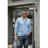imageCOOFANDY Mens Quarter Zip Up Pullover Mock Neck Long Sleeve Sweater Casual Corduroy Polo SweatshirtDenim Blue