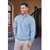 imageCOOFANDY Mens Quarter Zip Up Pullover Mock Neck Long Sleeve Sweater Casual Corduroy Polo SweatshirtDenim Blue