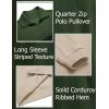 imageCOOFANDY Mens Quarter Zip Up Pullover Mock Neck Long Sleeve Sweater Casual Corduroy Polo SweatshirtGreen Black Khaki