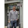 imageCOOFANDY Mens Quarter Zip Up Pullover Mock Neck Long Sleeve Sweater Casual Corduroy Polo SweatshirtGrey