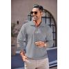 imageCOOFANDY Mens Quarter Zip Up Pullover Mock Neck Long Sleeve Sweater Casual Corduroy Polo SweatshirtGrey