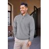 imageCOOFANDY Mens Quarter Zip Up Pullover Mock Neck Long Sleeve Sweater Casual Corduroy Polo SweatshirtGrey