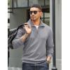 imageCOOFANDY Mens Quarter Zip Up Pullover Mock Neck Long Sleeve Sweater Casual Corduroy Polo SweatshirtGrey