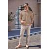 imageCOOFANDY Mens Quarter Zip Up Pullover Mock Neck Long Sleeve Sweater Casual Corduroy Polo SweatshirtKhaki