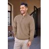 imageCOOFANDY Mens Quarter Zip Up Pullover Mock Neck Long Sleeve Sweater Casual Corduroy Polo SweatshirtKhaki
