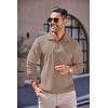 imageCOOFANDY Mens Quarter Zip Up Pullover Mock Neck Long Sleeve Sweater Casual Corduroy Polo SweatshirtKhaki