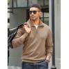 imageCOOFANDY Mens Quarter Zip Up Pullover Mock Neck Long Sleeve Sweater Casual Corduroy Polo SweatshirtKhaki