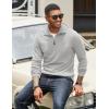 imageCOOFANDY Mens Quarter Zip Up Pullover Mock Neck Long Sleeve Sweater Casual Corduroy Polo SweatshirtLight Grey