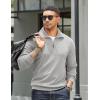 imageCOOFANDY Mens Quarter Zip Up Pullover Mock Neck Long Sleeve Sweater Casual Corduroy Polo SweatshirtLight Grey