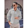 imageCOOFANDY Mens Quarter Zip Up Pullover Mock Neck Long Sleeve Sweater Casual Corduroy Polo SweatshirtLight Grey