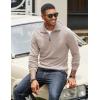 imageCOOFANDY Mens Quarter Zip Up Pullover Mock Neck Long Sleeve Sweater Casual Corduroy Polo SweatshirtMoon Gray