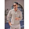 imageCOOFANDY Mens Quarter Zip Up Pullover Mock Neck Long Sleeve Sweater Casual Corduroy Polo SweatshirtMoon Gray