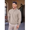 imageCOOFANDY Mens Quarter Zip Up Pullover Mock Neck Long Sleeve Sweater Casual Corduroy Polo SweatshirtMoon Gray
